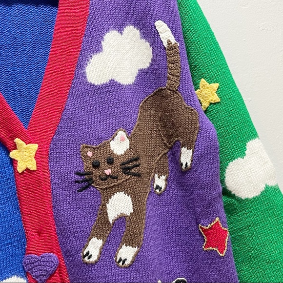 STORYBOOK KNITS Women’s Button Front Cardigan Cats Kittens Multi-Color - Picture 4 of 8